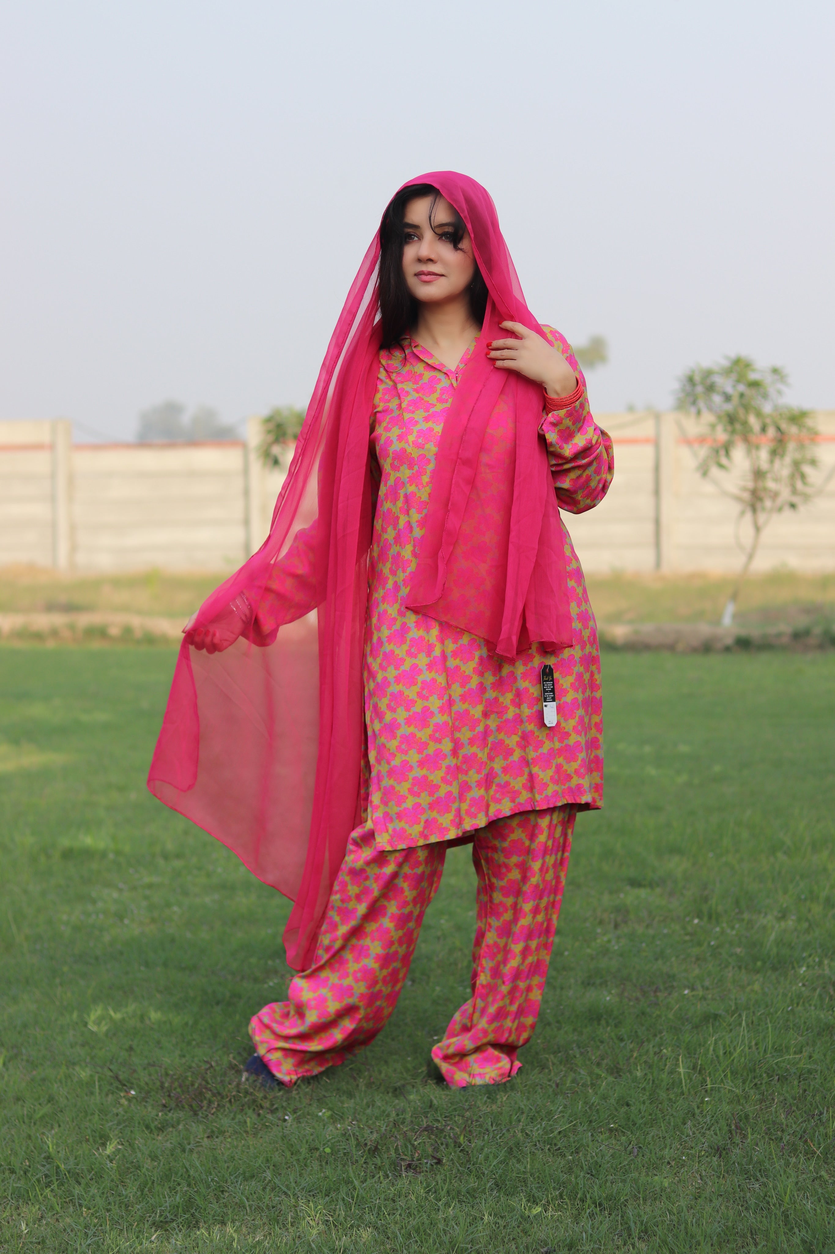 2 Pc Pink Flower